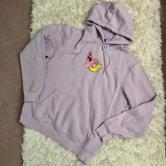 Divided H&M Light Purple Patrick Star Regular Fit Hoodie Sweatshirt Size M - Picture 2 of 11
